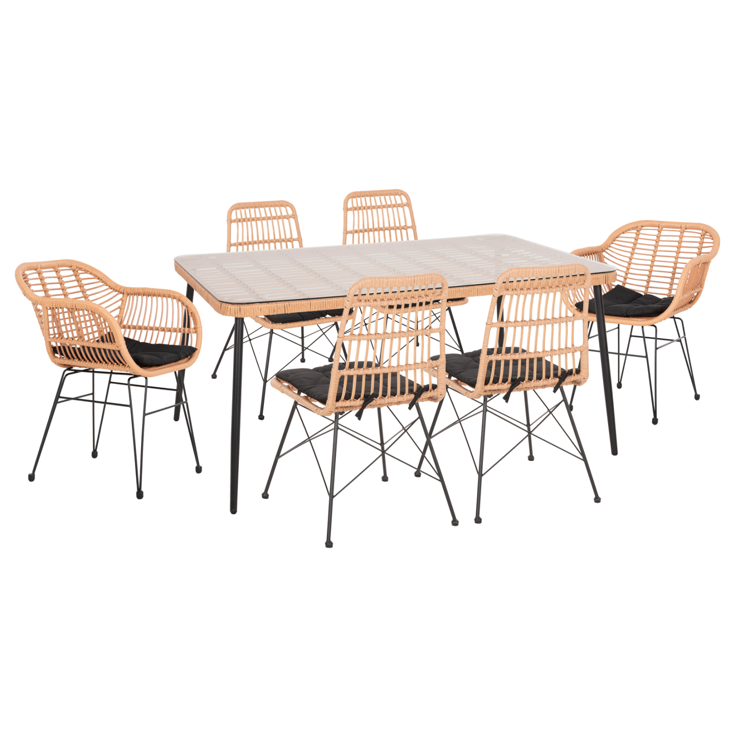ΣΕΤ ΤΡΑΠΕΖΑΡΙΑΣ 7ΤΜΧ ALLEGRA HM10495 WICKER ΜΠΕΖ-ΜΕΤΑΛΛΟ ΜΑΥΡΟ (x1)