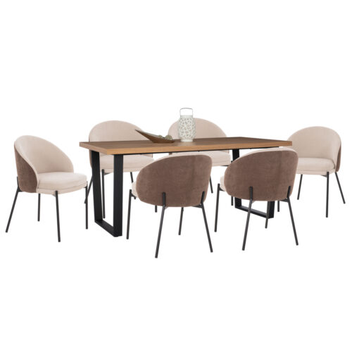 ΣΕΤ ΤΡΑΠΕΖΑΡΙΑΣ 7ΤΜΧ ASTORIA HM10933.02 MDF TOP--ΥΦΑΣΜΑ ΜΠΕΖ/ΚΑΦΕ & ΜΕΤΑΛΛΟ ΜΑΥΡΟ (x1)