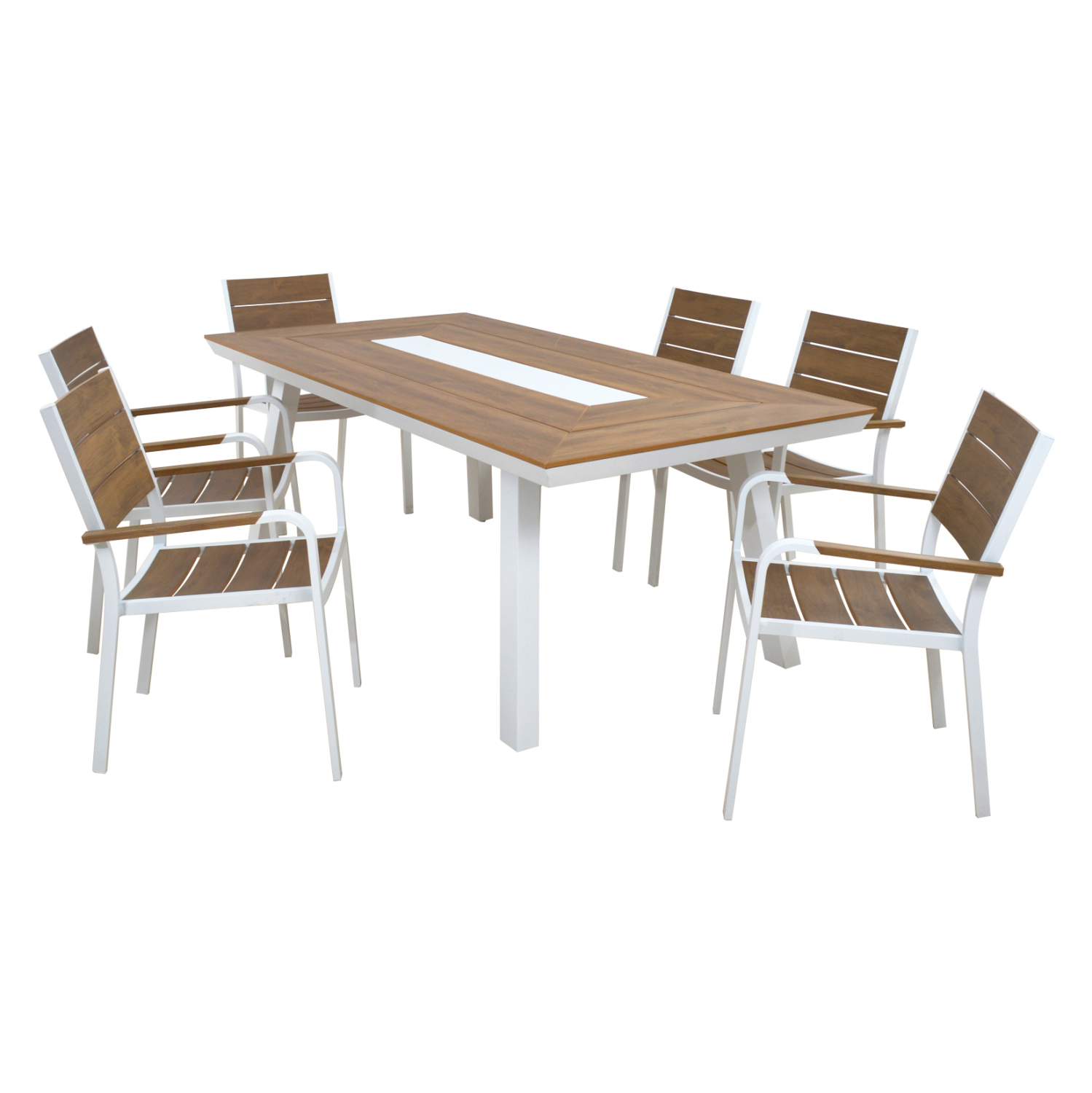 ΣΕΤ ΤΡΑΠΕΖΑΡΙΑΣ TABER HM10738.01 ΤΡΑΠΕΖΙ & 6 ΠΟΛΥΘΡΟΝΕΣ-ΑΛΟΥΜΙΝΙΟ & POLYWOOD-ΛΕΥΚΟ (x1) - Image 2