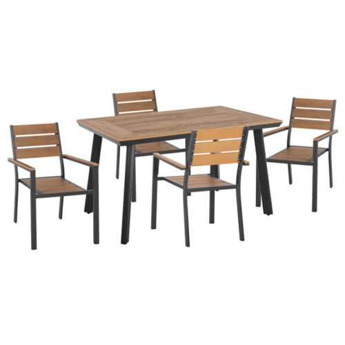 ΣΕΤ ΤΡΑΠΕΖΑΡΙΑΣ TABER HM21197 ΤΡΑΠΕΖΙ & 4 ΠΟΛΥΘΡΟΝΕΣ-ΑΛΟΥΜΙΝΙΟ & POLYWOOD-ΑΝΘΡΑΚΙ (x1)