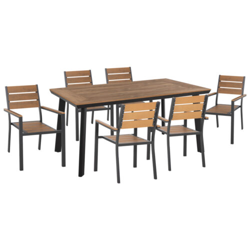 ΣΕΤ ΤΡΑΠΕΖΑΡΙΑΣ TABER HM21198 ΤΡΑΠΕΖΙ & 6 ΠΟΛΥΘΡΟΝΕΣ-ΑΛΟΥΜΙΝΙΟ & POLYWOOD-ΑΝΘΡΑΚΙ (x1)