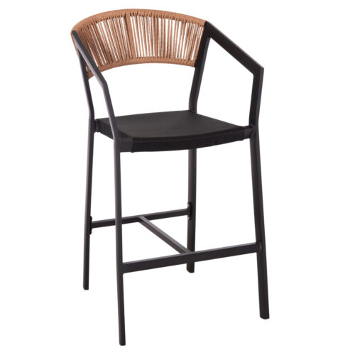 ΣΚΑΜΠΟ ΑΛΟΥΜΙΝΙΟΥ MIRI HM5892.15 ΜΕΣΑΙΟΥ ΥΨΟΥΣ RATTAN & TEXTLINE ΜΑΥΡΟ ΜΠΕΖ 55x56,5x99Υ (x1)