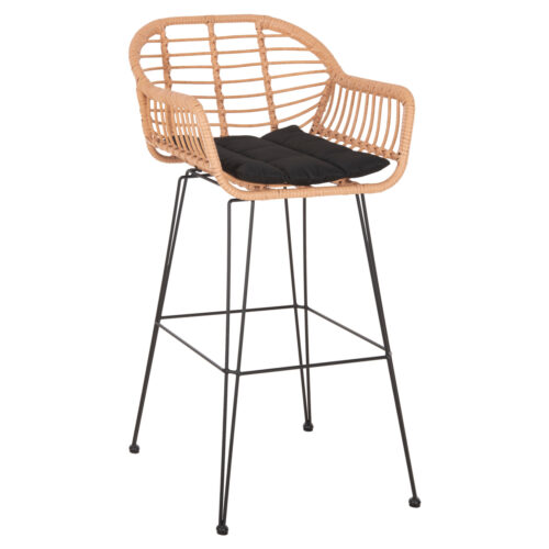 ΣΚΑΜΠΟ ΜΠΑΡ ΨΗΛΟ ALLEGRA HM5640.11 ΜΠΕΖ P.E. RATTAN-ΜΑΥΡΟ ΜΕΤΑΛΛΟ 54x55x108Υεκ. (x1)