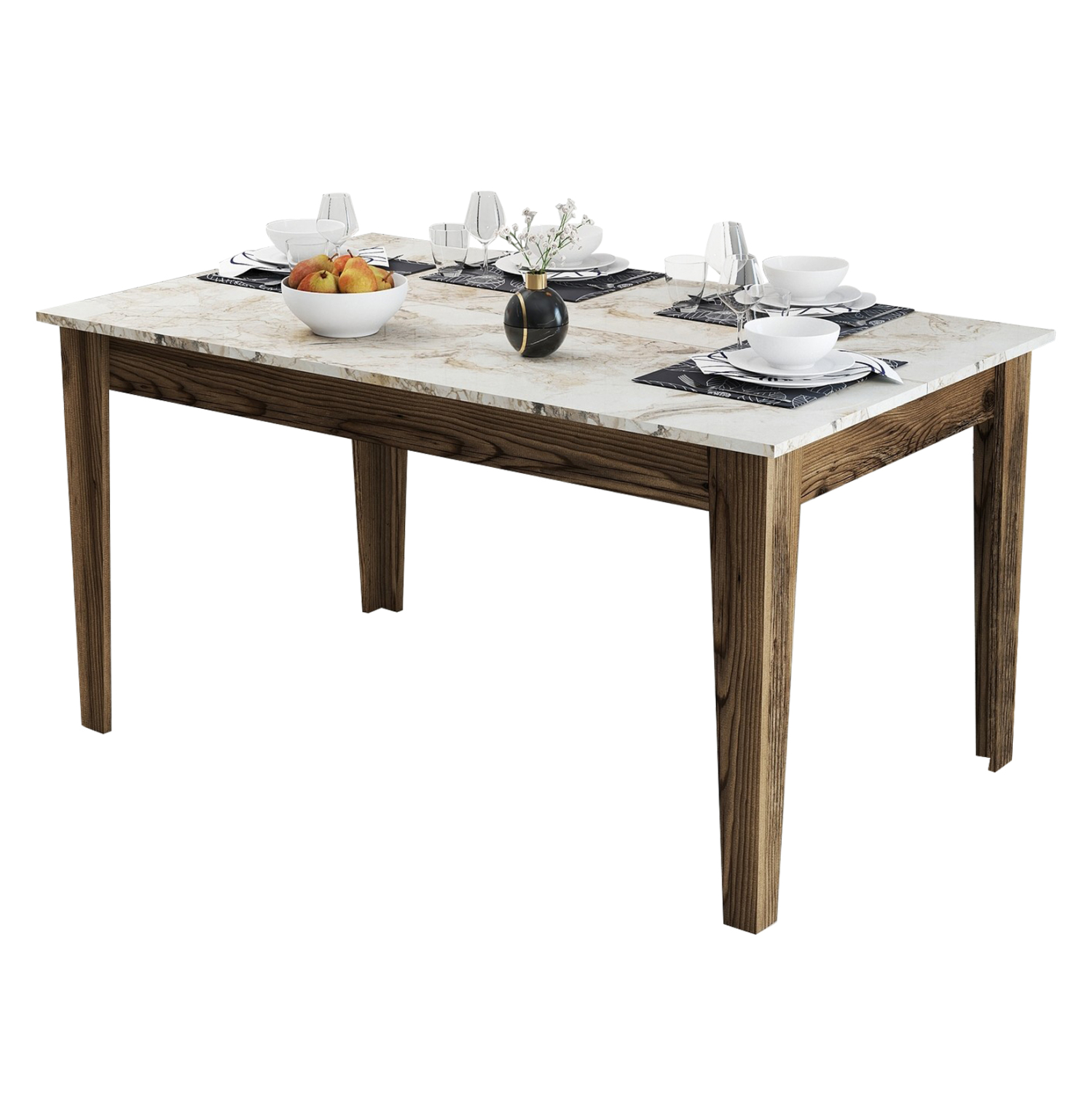 ΤΡΑΠΕΖΙ STANDARD HM9507.03 ΜΕΛΑΜΙΝΗ ΚΑΡΥΔΙ-ΛΕΥΚΟ ΜΑΡΜΑΡΟ ΜΕ ΑΠΟΘ.ΧΩΡΟ 145x88x75Yεκ. (x1)