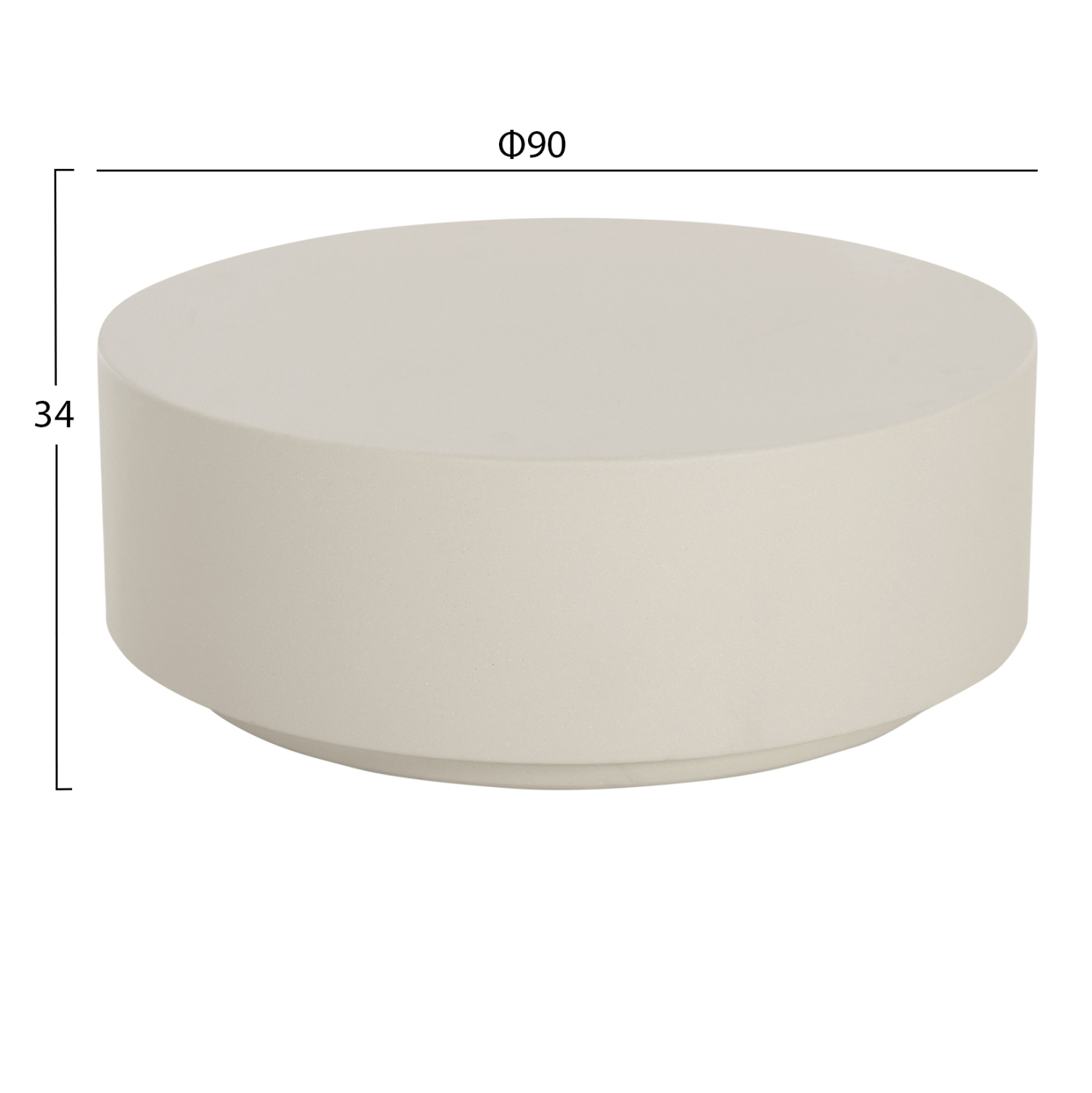 ΤΡΑΠΕΖΙ ΜΕΣΗΣ FIBER CEMENT ΣΤΡΟΓΓΥΛΟ KYOKO HM6579.02 ΜΠΕΖ Φ90x34Υεκ. (x1) - Image 2