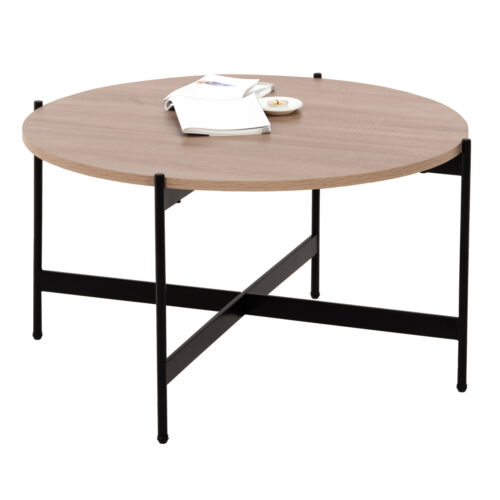 ΤΡΑΠΕΖΙ ΣΑΛΟΝΙΟΥ HM9588.03 MDF ΣΟΝΑΜΑ-ΜΑΥΡΗ ΜΕΤΑΛΛΙΚΗ ΒΑΣΗ Φ80x45Υεκ. (x1)