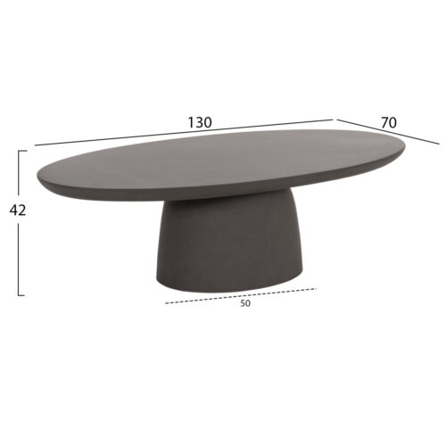 ΤΡΑΠΕΖΙ ΣΑΛΟΝΙΟΥ FIBER CEMENT ΟΒΑΛ BRECCAN HM6594.01 ΓΚΡΙ 130x70x42Υεκ (x1)