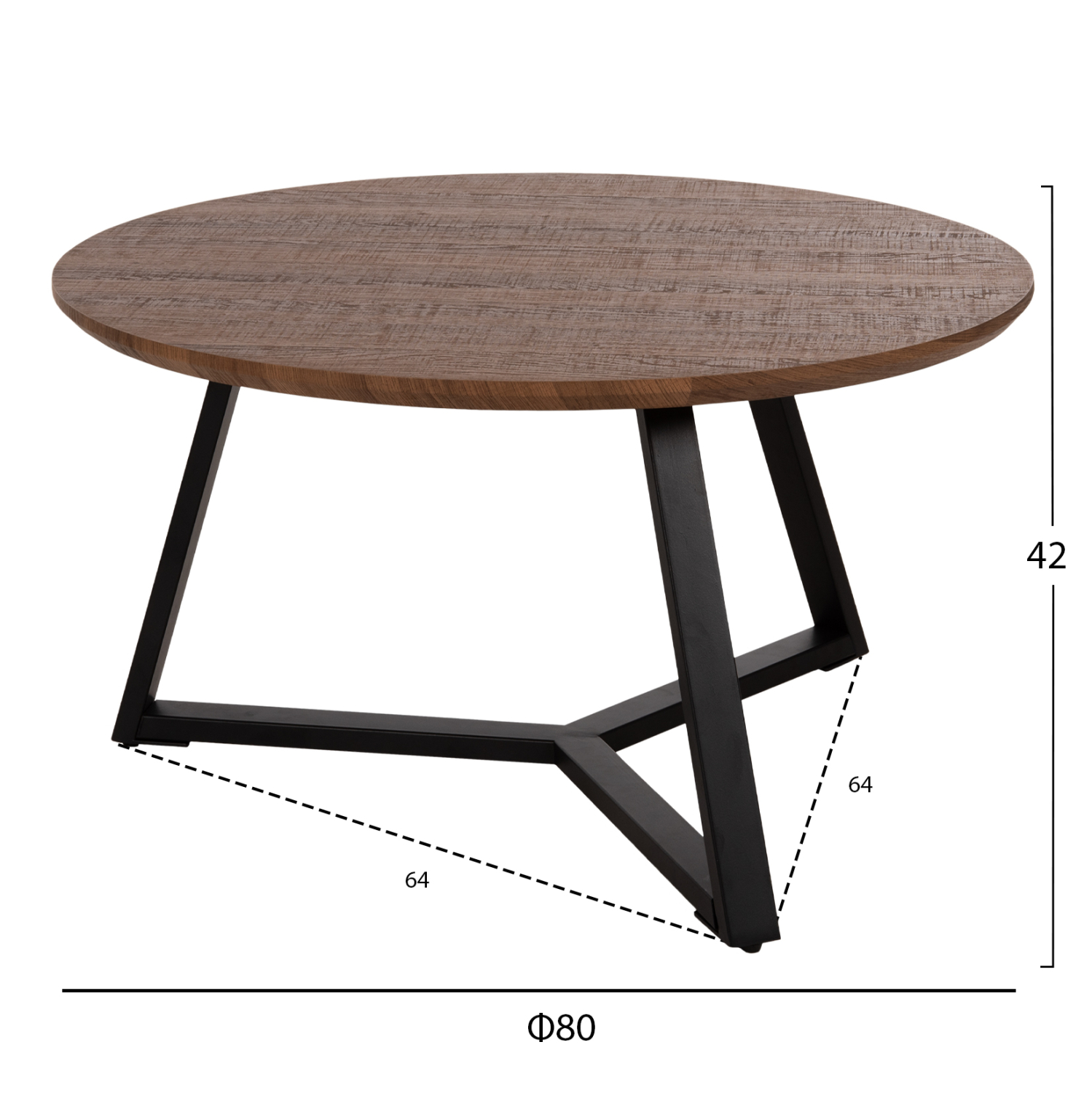 ΤΡΑΠΕΖΙ ΣΑΛΟΝΙΟΥ ΣΤΡΟΓΓΥΛΟ ROCKET HM9586.04 MDF WALNUT-ΜΑΥΡΗ ΣΑΓΡΕ ΒΑΣΗ Φ80x42Υεκ. (x1) - Image 2