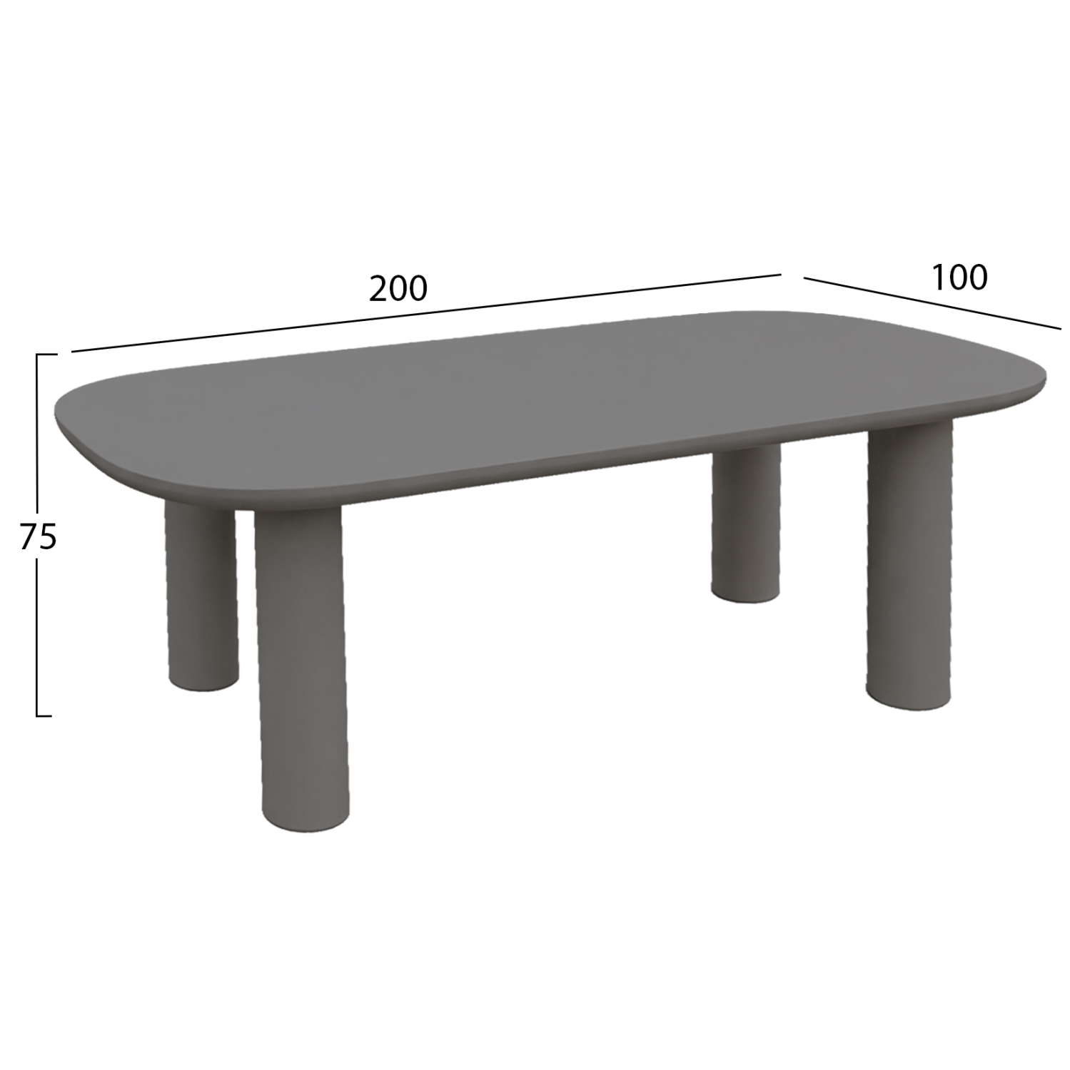 ΤΡΑΠΕΖΙ ΤΡΑΠΕΖΑΡΙΑΣ FIBER CEMENT KIORA HM6597.01 ΓΚΡΙ 200x100x75Υεκ (x1) - Image 3