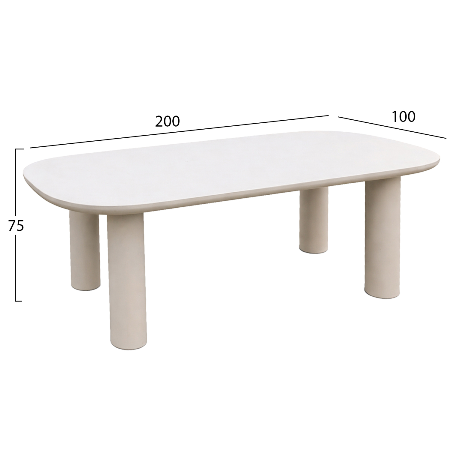 ΤΡΑΠΕΖΙ ΤΡΑΠΕΖΑΡΙΑΣ FIBER CEMENT KIORA HM6597.02 ΜΠΕΖ 200x100x75Υεκ (x1) - Image 2