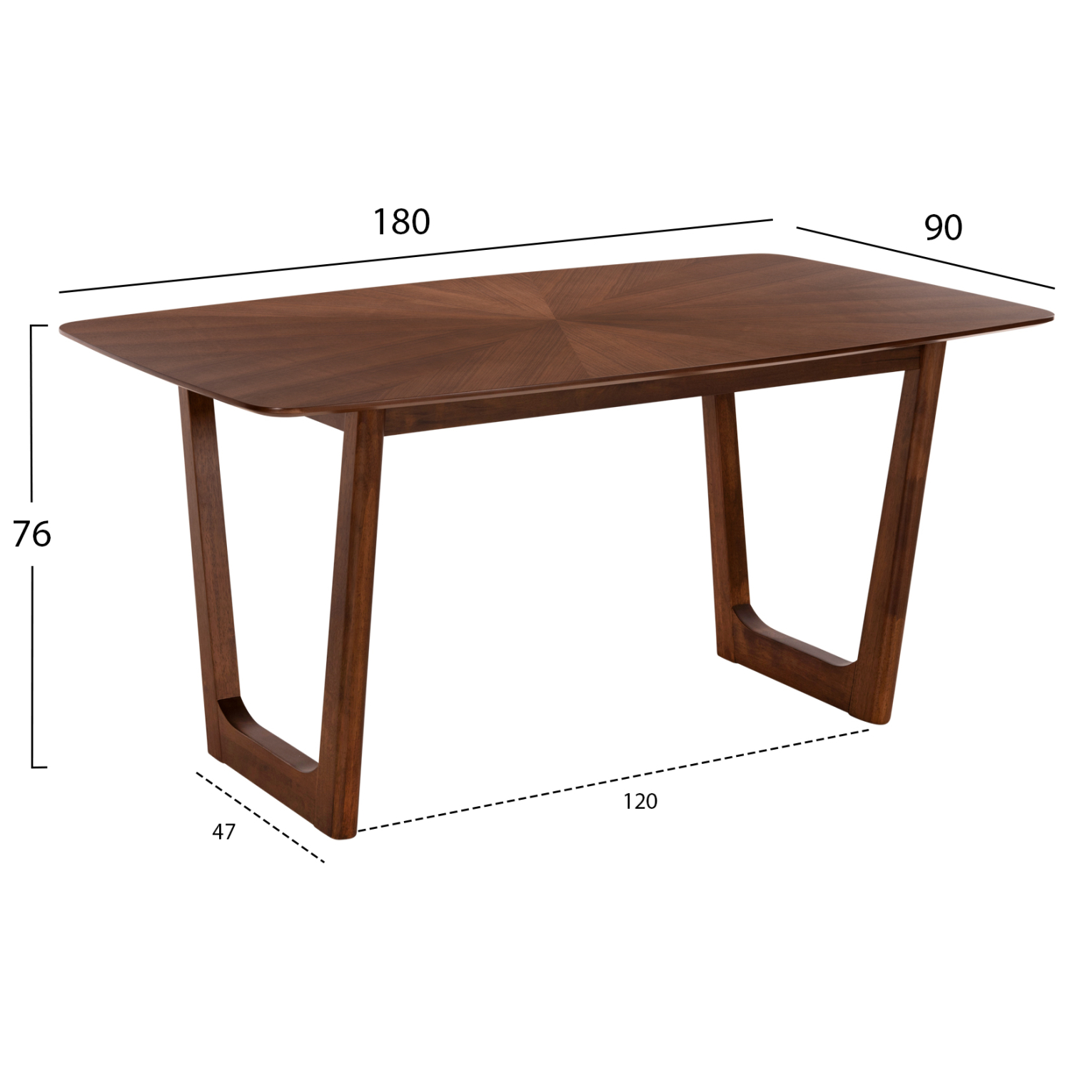 ΤΡΑΠΕΖΙ ΤΡΑΠΕΖΑΡΙΑΣ RINER ΟΡΘΟΓΩΝΙΟ HM9745 MDF ΜΕ ΚΑΠΛΑΜΑ ΚΑΡΥΔΙΑΣ 180x90x76εκ. (x1) - Image 2