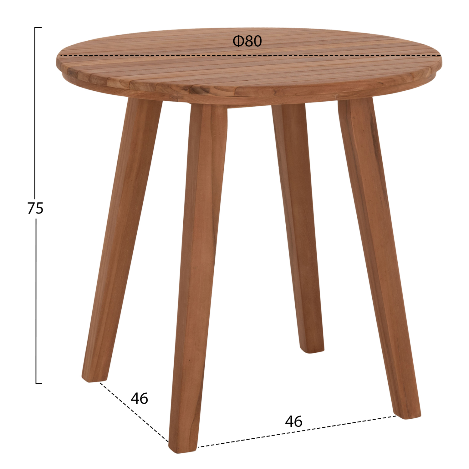 TΡΑΠΕΖΙ ΤΡΑΠΕΖΑΡΙΑΣ ΣΤΡΟΓΓΥΛΟ DANTE HM6379 ΞΥΛΟ TEAK Φ80x75Υεκ. (x1) - Image 2