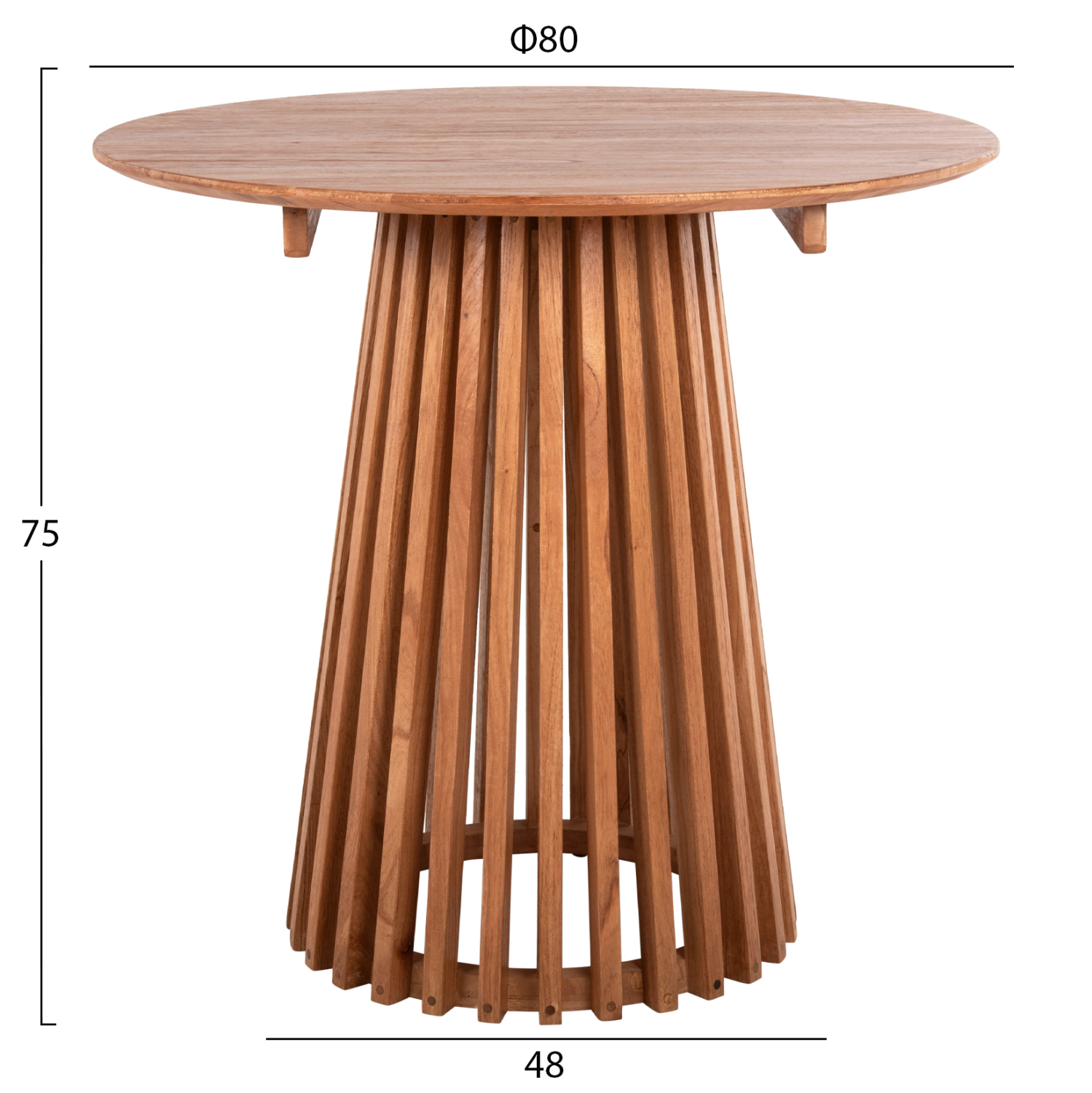 ΤΡΑΠΕΖΙ ΤΡΑΠΕΖΑΡΙΑΣ ΣΤΡΟΓΓΥΛΟ FRANTZ HM9832.11 ΜΑΣΙΦ ΞΥΛΟ MINDI ΣΕ ΦΥΣΙΚΟ Φ80X75Υεκ. (x1) - Image 2