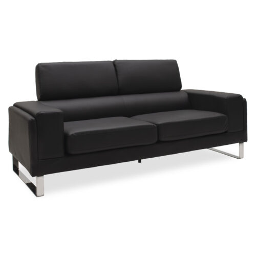 Καναπές Shea pakoworld 3θέσιος pu μαύρο-inox 198x80x87εκ (x1)