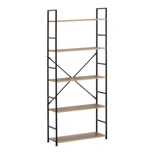 Βιβλιοθήκη Manlo pakoworld oak με μαύρο μέταλλο 58.6x23.5x144εκ (x1)