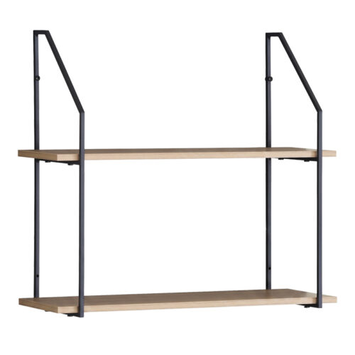 Ραφιέρα τοίχου Fema pakoworld oak με μαύρο μέταλλο 60x20x52εκ (x1)