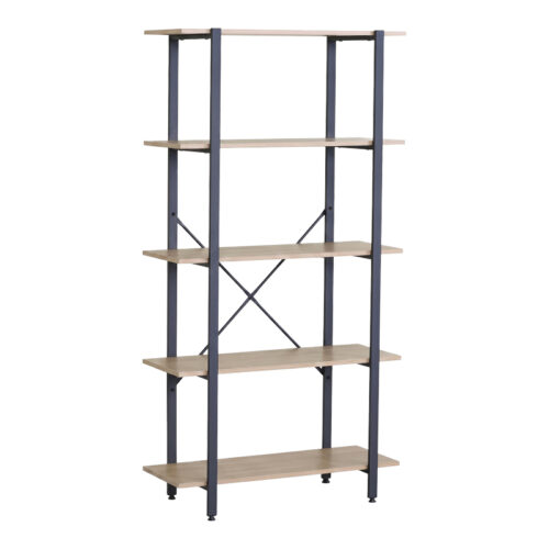 Βιβλιοθήκη Nebranzo pakoworld oak με μαύρο μέταλλο 80x34x155.3εκ (x1)