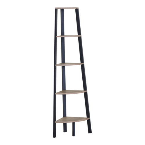 Γωνιακή βιβλιοθήκη Arvia pakoworld oak με μαύρο μέταλλο 53.4x37.8x160.3εκ (x1)