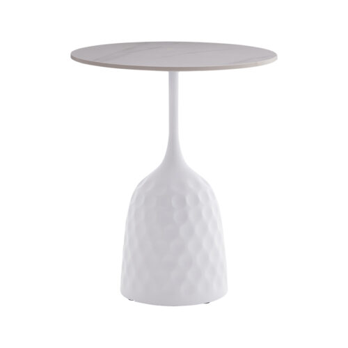 Βοηθητικό τραπέζι Kousien Inart λευκό sintered stone Φ50x60εκ (x1)