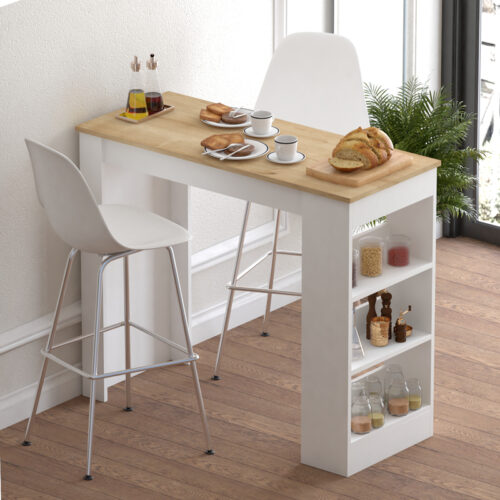 Τραπέζι μπαρ Riff pakoworld λευκό-sonoma 120x50x100εκ (x1)
