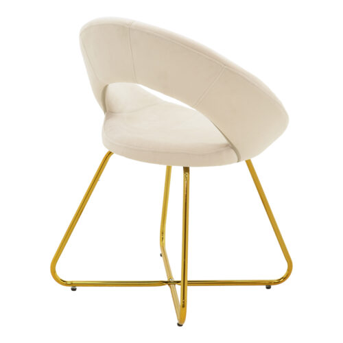Καρέκλα Valentina pakoworld μπεζ βελούδο-χρυσό πόδι 65x60x82εκ (x2)