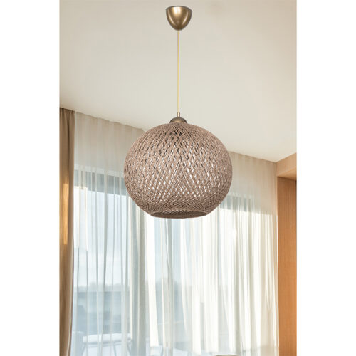 Φωτιστικό οροφής μονόφωτο Leshia pakoworld Ε27 καφέ Φ38x38εκ (x1)