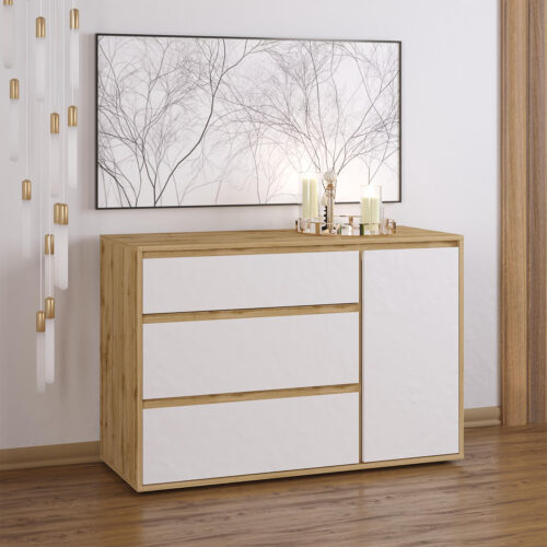 Μπουφές NITRO SOFT Λευκό με Βελανιδιά 120x40x80cm