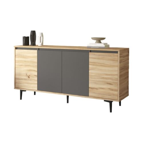 Μπουφές Augusta pakoworld oak-ανθρακί 160x40x78.5εκ (x1)