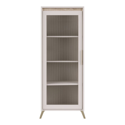 Βιτρίνα Belka pakoworld κρεμ με oak 55,6x45x152,6εκ (x1)