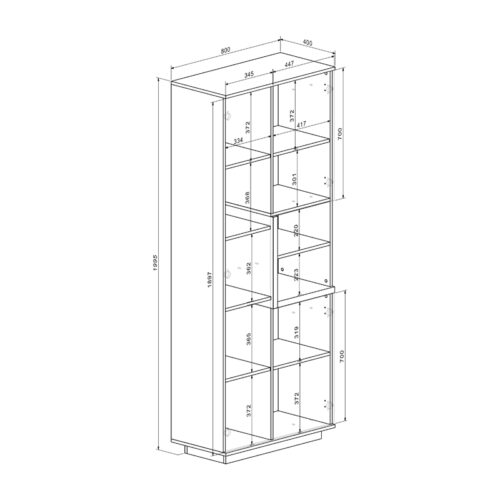 Σύνθετο σαλονιού Norda pakoworld κρεμ με oak 187x40x58,4εκ (x1)