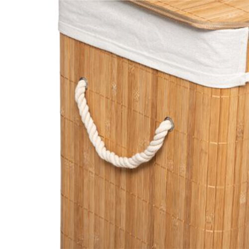 Καλάθι απλύτων Natural pakoworld χρώμα φυσικό-λευκό 40x30x50εκ (x1)