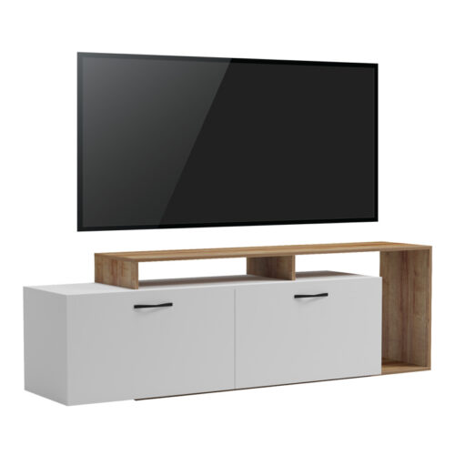 Έπιπλο τηλεόρασης Tobler pakoworld σε oak- λευκή απόχρωση 170x40x53εκ (x1)