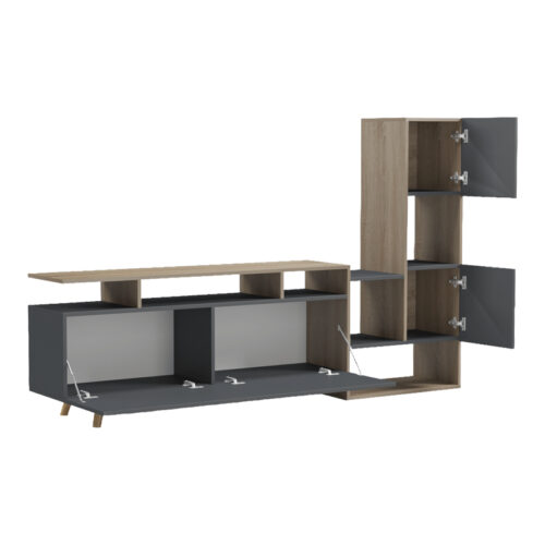 Σύνθετο σαλονιού Defry pakoworld sonoma-ανθρακί 177.5x31.5x110εκ (x1)