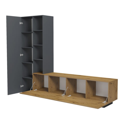 Σύνθετο σαλονιού Tilveo pakoworld oak-ανθρακί 230x41.5x180εκ (x1)