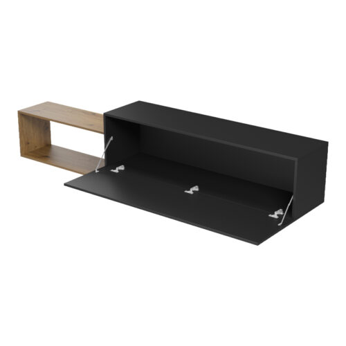 Έπιπλο τηλεόρασης επιτοίχιο Olande pakoworld oak-μαύρο 210x35x48εκ (x1)