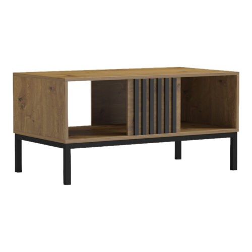 Τραπέζι σαλονιού Delanka pakoworld oak-μαύρο 92x50x46εκ (x1)