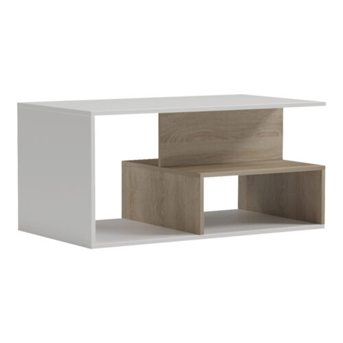 Τραπέζι σαλονιού Kelena pakoworld sonoma-λευκό 90x51x43εκ (x1)
