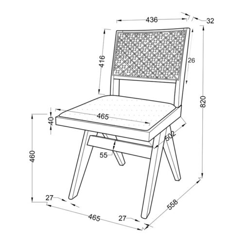 Καρέκλα Winslow pakoworld ξύλο rubberwood ανοικτό καρυδί-pvc rattan φυσικό-ύφασμα γκρι (x2)