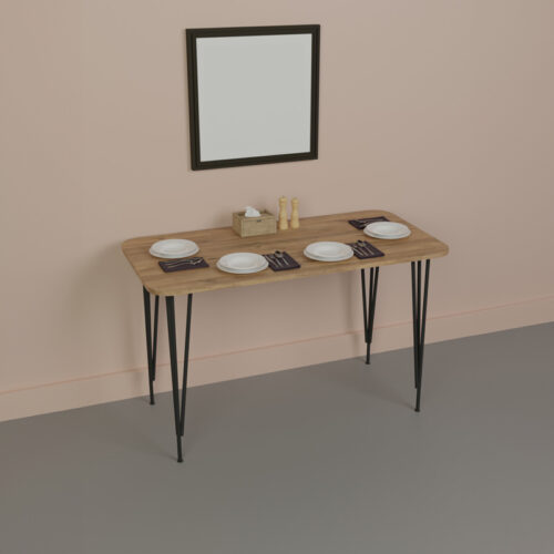 Τραπέζι Polkan pakoworld oak μελαμίνης-μαύρο μέταλλο 120x60x73εκ (x1)