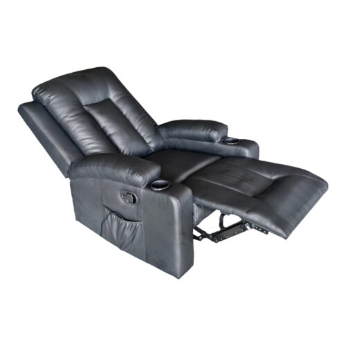 Πολυθρόνα relax με μηχανισμό massage Gessel pakoworld PU σε μαύρη απόχρωση 80x90x98εκ (x1)