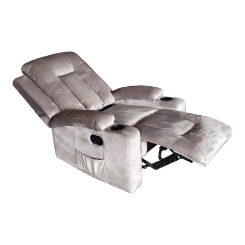 Πολυθρόνα relax Gessel pakoworld βελούδο σε γκρι απόχρωση 80x90x98εκ (x1)