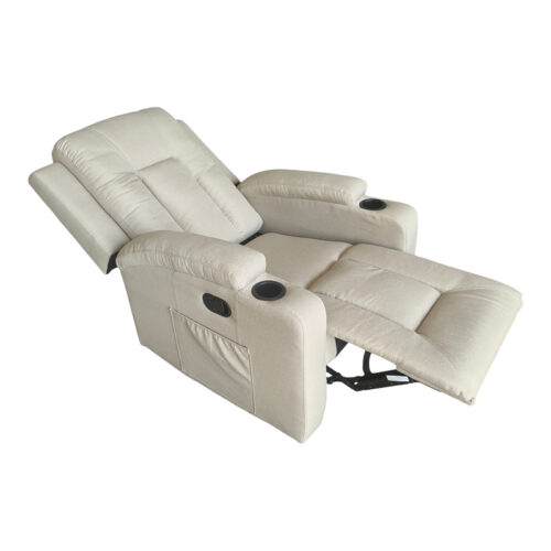 Πολυθρόνα relax με μηχανισμό massage Gessel pakoworld μπεζ ύφασμα 80x90x98εκ (x1)