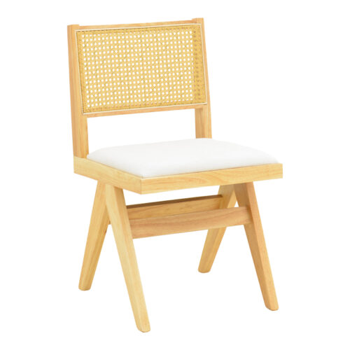 Καρέκλα Winslow pakoworld rubberwood σε φυσική απόχρωση-ύφασμα λευκό 46x58x80εκ (x2)