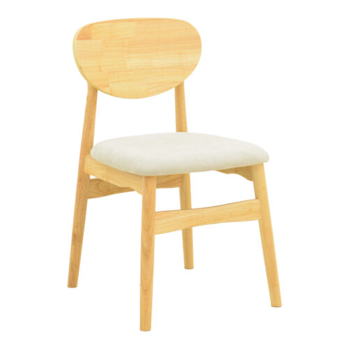 Καρέκλα Cardith pakoworld rubberwood-plywood σε φυσική απόχρωση-ύφασμα γκρι-μπεζ 48x51x78εκ (x1)