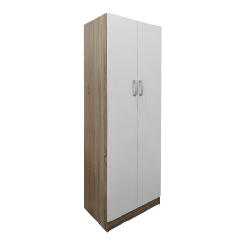 Ντουλάπα δίφυλλη Athos pakoworld σε sonoma-λευκή απόχρωση 60x42x180εκ (x1)