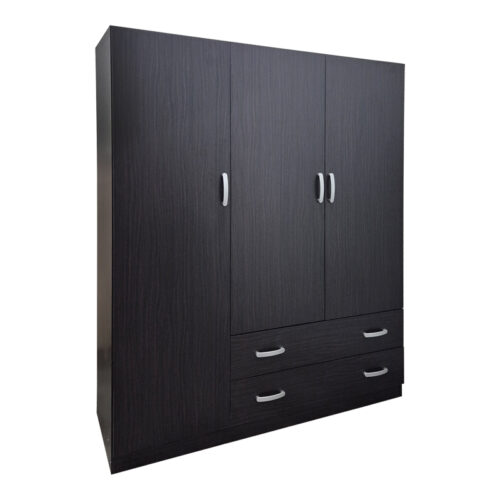Ντουλάπα τρίφυλλη με 2 συρτάρια Alvia pakoworld wenge150x51x180εκ (x1)