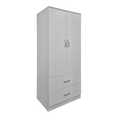 Ντουλάπα δίφυλλη με 2 συρτάρια Alvia pakoworld λευκή 80x51.5x180εκ (x1)