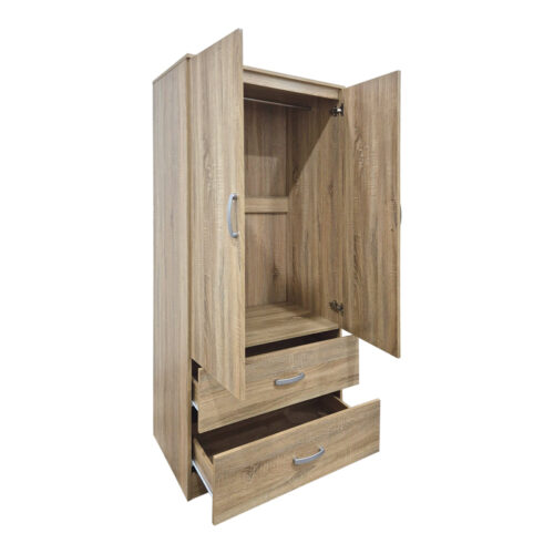 Ντουλάπα δίφυλλη με 2 συρτάρια Alvia pakoworld sonoma 80x51.5x180εκ (x1)