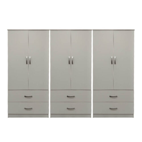 Ντουλάπα εξάφυλλη με συρτάρια Athos pakoworld λευκή 240x42x180εκ (x1)