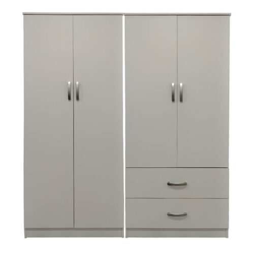 Ντουλάπα τετράφυλλη Athos pakoworld λευκή 160x42x180εκ (x1)